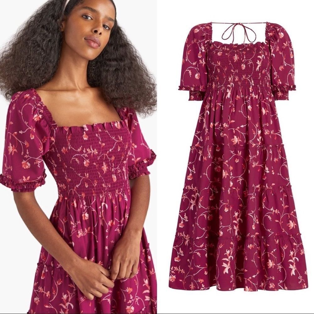 Hill House Women Dresses Midi - Berry Floral